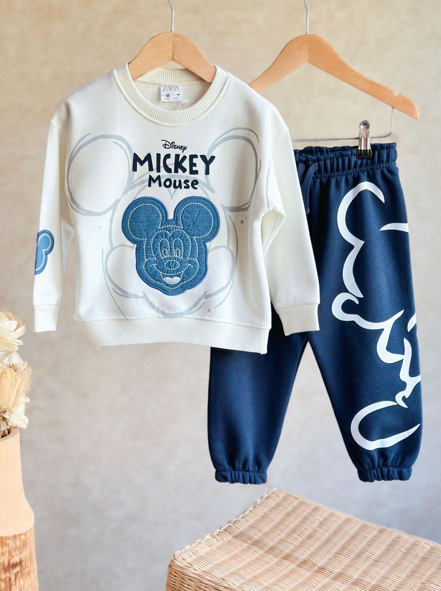 Mickey denim detaylı eşofman takımı