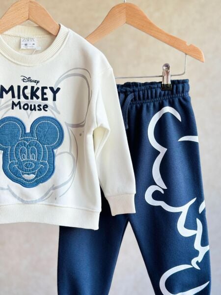 Mickey denim detaylı eşofman takımı